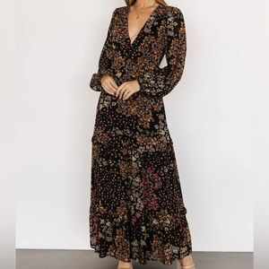 Baltic Born Black Floral Long Sleeve Dress
